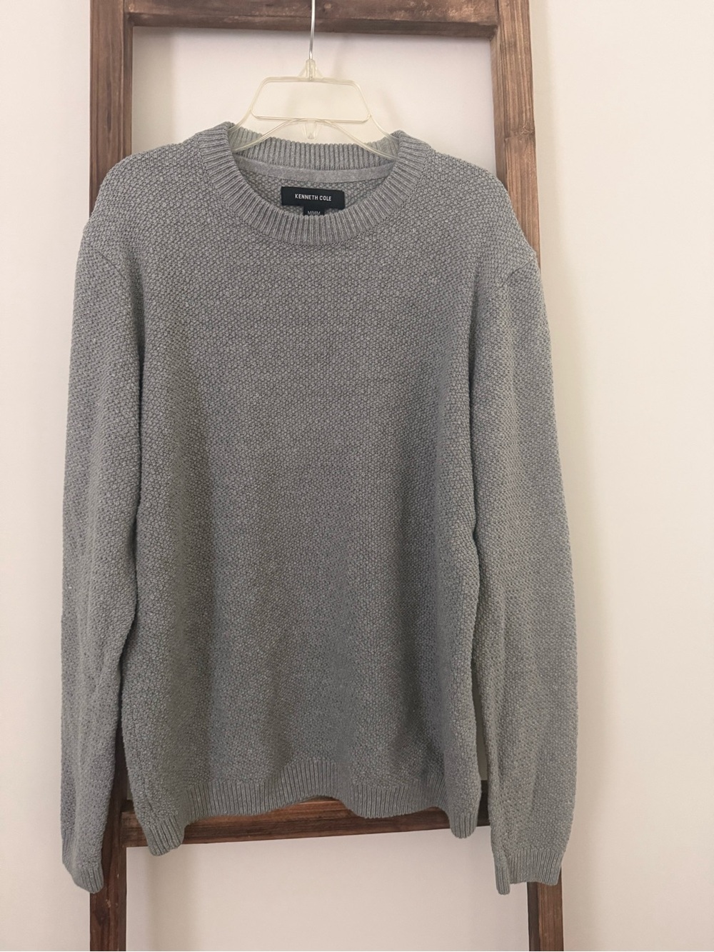 Kenneth Cole Light Gray Textured Crewneck Sweater